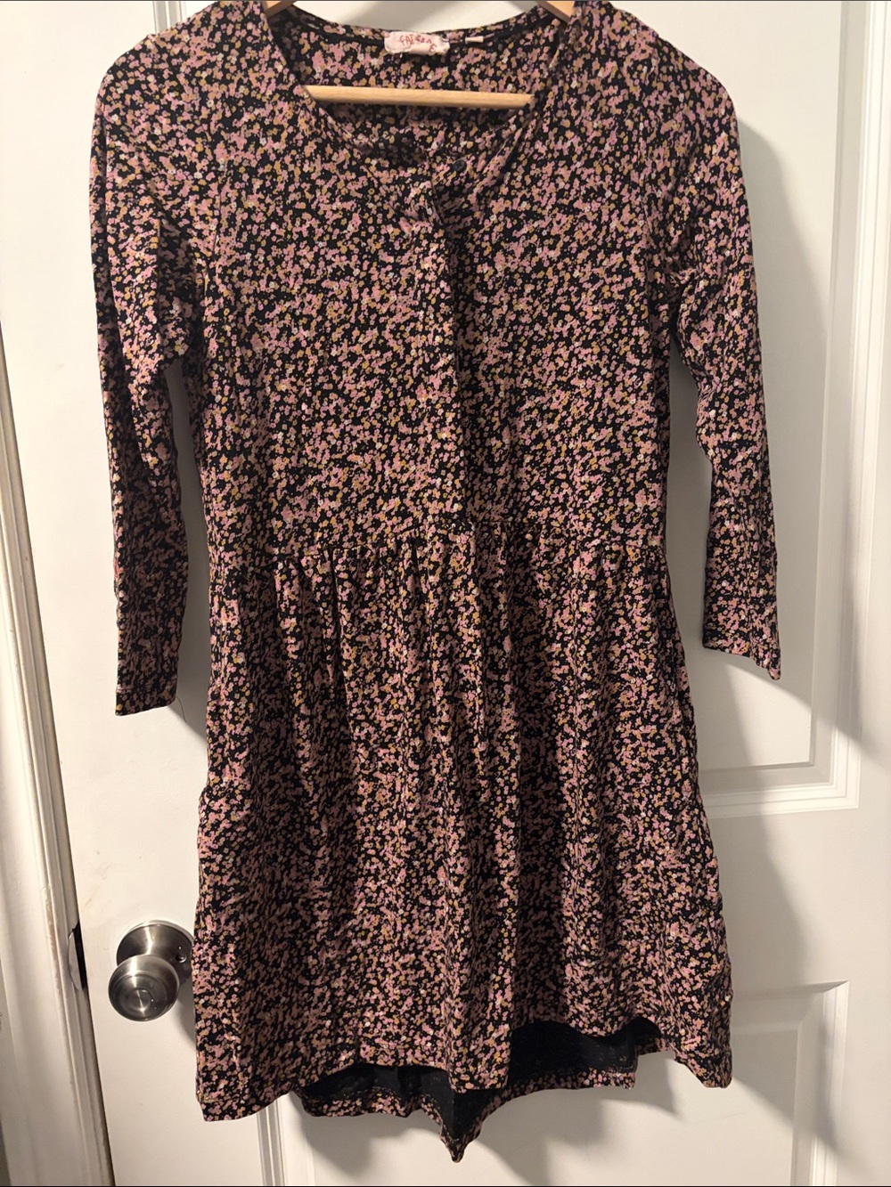 Fat Face Black Dress with Pink Floral Ditsy Print